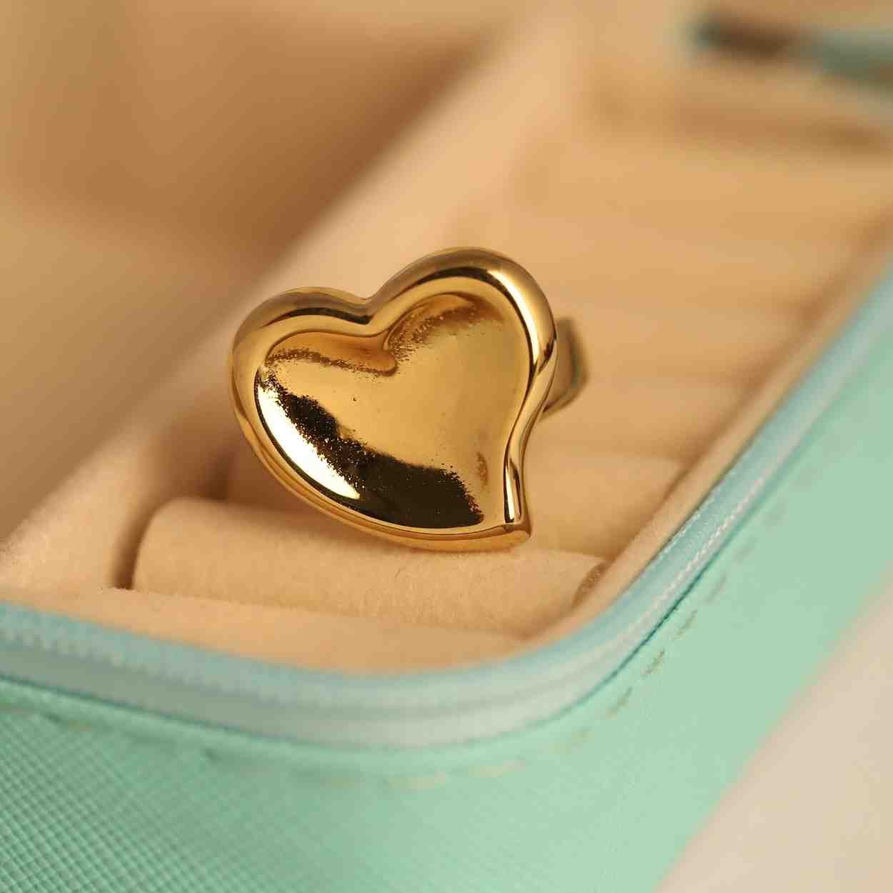Classic Gold-Plated Heart Statement Ring